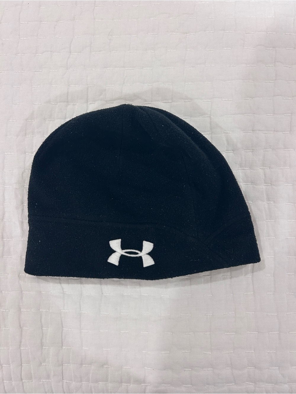 Under Armour Black Beanie with White Logo - Kids